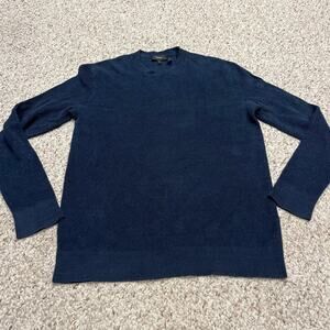 Theory Women's Linen Blend Sweater Sz S Blue Casual Coastal Preppy